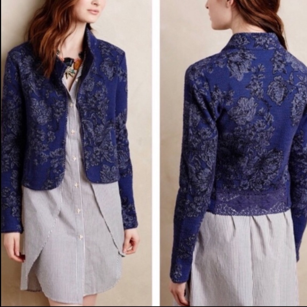 Blue jacquard jacket - Picture 2 of 7